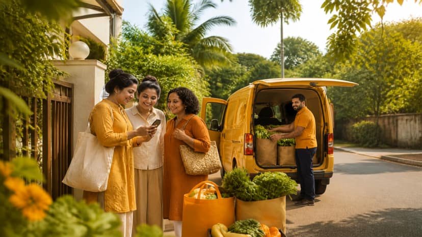 Friends in Colombo checking a grocery delivery on their phone